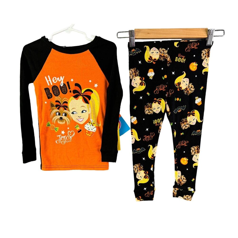 JoJo Siwa Girls Halloween Pajama Set Size 4 Hey Boo‎ Print Long Sleeve & Pants